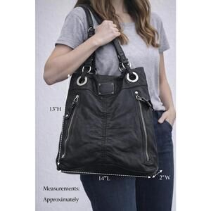 Vintage B Makowsky Soft Black Leather Hobo Bag Y2K